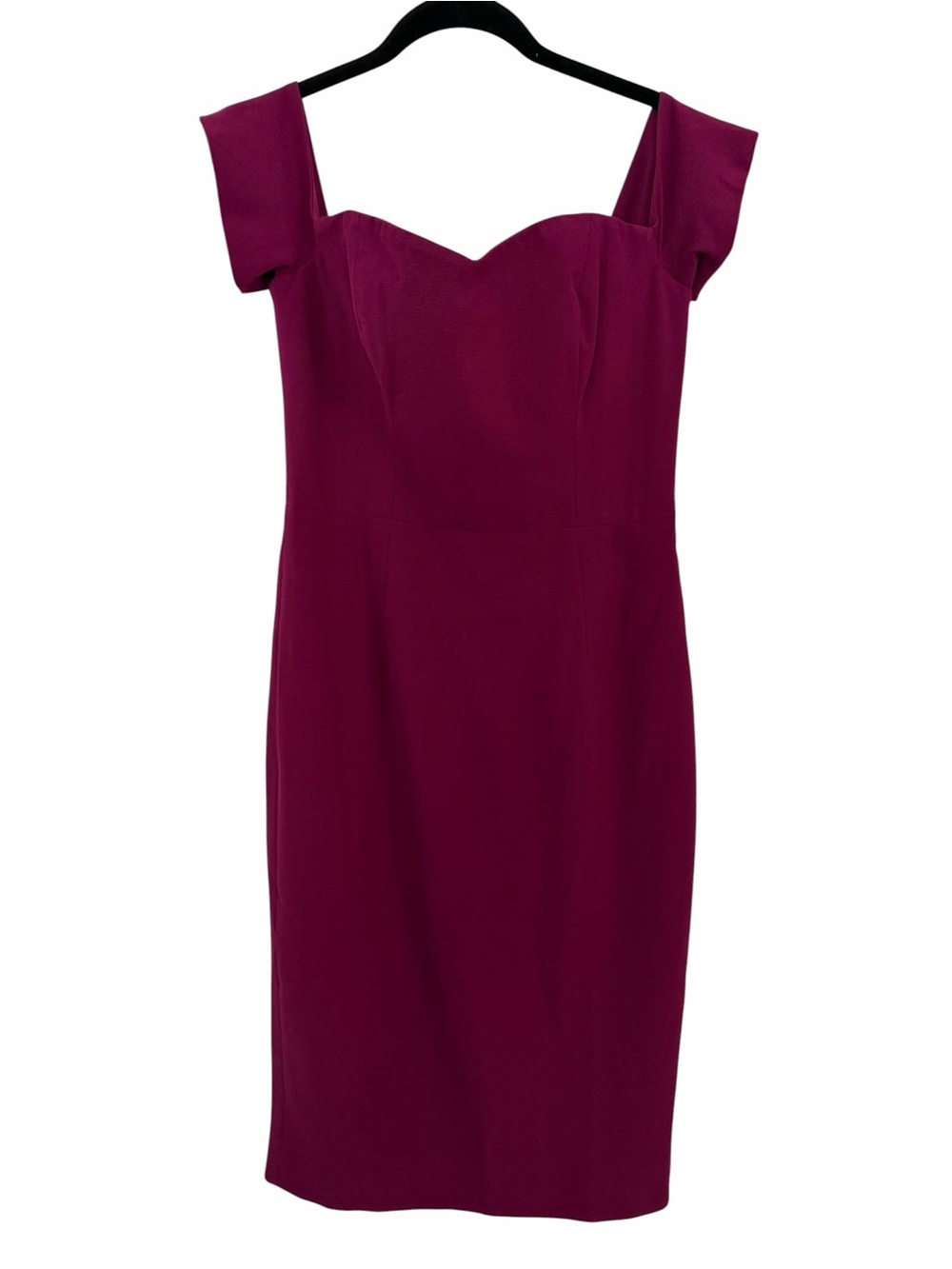 DRESS THE POPULATION Bailey Dress Off-Shoulder Bodycon Midi Dark Magenta M - Picture 3 of 11